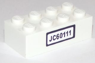 Brick 2 x 4 with Black 'JC60111' Pattern (Sticker) - Set 60111