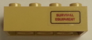 Brick 2 x 4 with 'SURVIVAL EQUIPMENT' and Black Border on Transparent Background Pattern (Sticker) - Set 7298