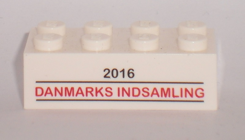 Brick 2 x 4 with '2016 DANMARKS INDSAMLING' Pattern