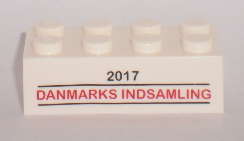 Brick 2 x 4 with '2017 DANMARKS INDSAMLING' Pattern