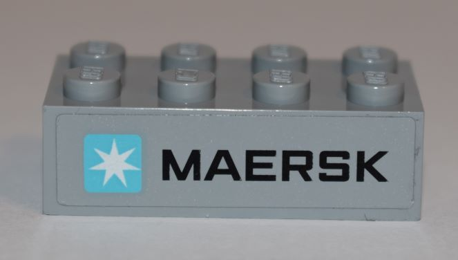 Brick 2 x 4 with Maersk Logo on Light Bluish Gray Background Pattern (Sticker) - Set 10241