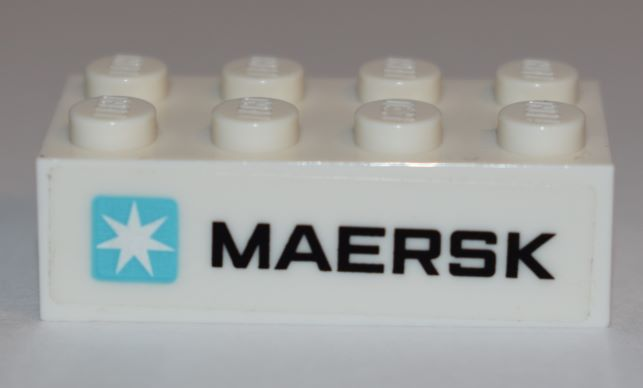 Brick 2 x 4 with Maersk Logo on White Background Pattern (Sticker) - Set 10241