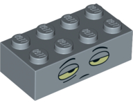 Brick 2 x 4 with Sleepy Yellow Eyes and Neutral Expression Pattern (Brock)