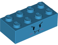 Brick 2 x 4 with Black Eyes, Angry Eyebrows, and Pink Lines on Cheeks Pattern