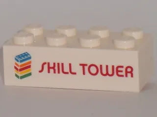 Brick 2 x 4 with Red 'SKILL TOWER' and Stack of Bricks Pattern (Play Day 2018)