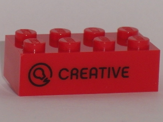 Brick 2 x 4 with Black 'CREATIVE' Pattern (Play Day 2018)