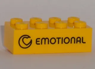 Brick 2 x 4 with Black 'EMOTIONAL' Pattern (Play Day 2018)