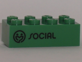 Brick 2 x 4 with Black 'SOCIAL' Pattern (Play Day 2018)