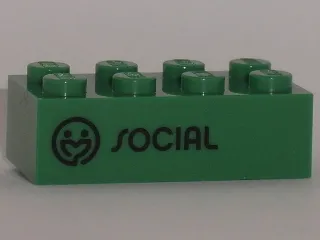 Brick 2 x 4 with Black 'SOCIAL' Pattern (Play Day 2018)