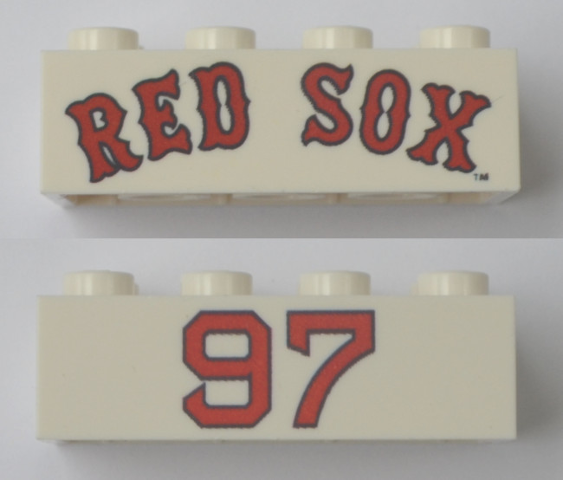 Brick 2 x 4 with 'RED SOX' and '97' Pattern