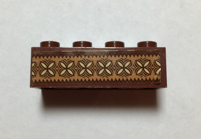 Brick 2 x 4 with Reddish Brown, Tan and Nougat Polynesian Design Pattern (Sticker) - Set 41150