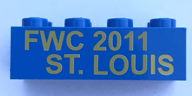 Brick 2 x 4 with 'FWC 2011 ST. LOUIS' Pattern