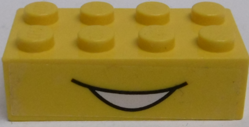 Brick 2 x 4 with Open Mouth Smile Pattern (Sticker) - Set 5475