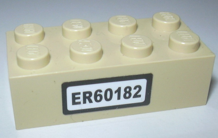 Brick 2 x 4 with 'ER60182' Pattern (Sticker) - Set 60182