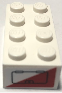 Brick 2 x 4 with Cargo Door on Red and White Triangles Pattern on Both Ends (Stickers) - Set 60183