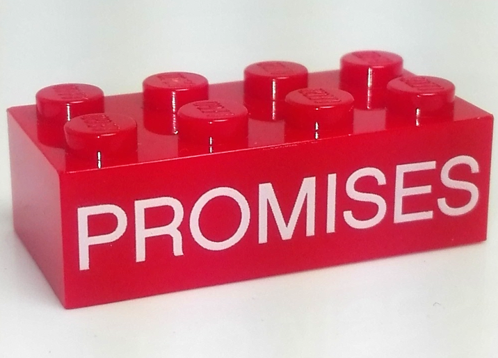 Brick 2 x 4 with White 'PROMISES' Pattern