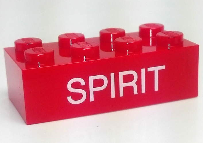 Brick 2 x 4 with White 'SPIRIT' Pattern