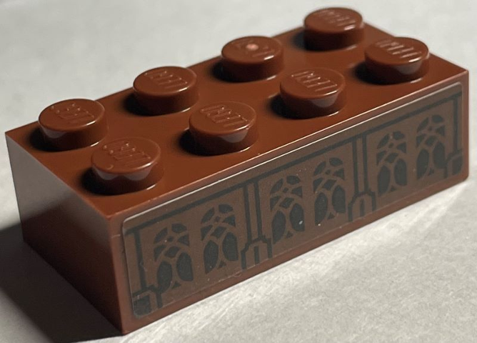 Brick 2 x 4 with 6 Arched Windows, Pillars and Lines Pattern (Sticker) - Set 76402