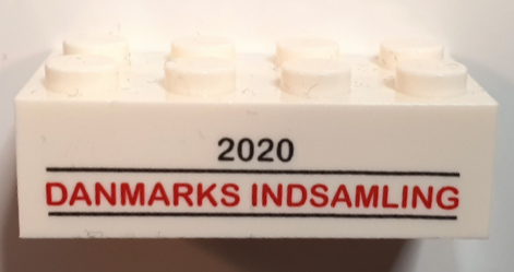 Brick 2 x 4 with '2020 DANMARKS INDSAMLING' Pattern