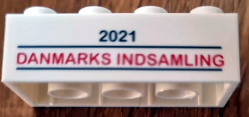Brick 2 x 4 with '2021 DANMARKS INDSAMLING' Pattern