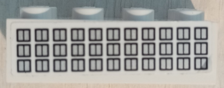 Brick 2 x 4 with 33 Silver Windows with Dark Blue Outlines Pattern (Sticker) - Sets 40227 / 40318