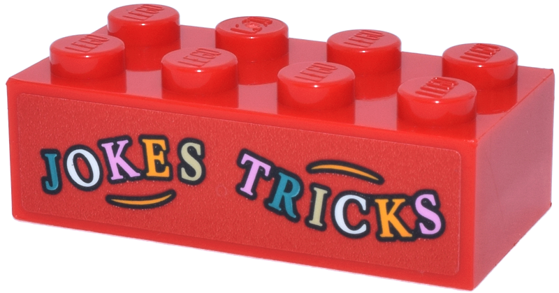 Brick 2 x 4 with 'JOKES TRICKS' Pattern (Sticker) - Set 76457