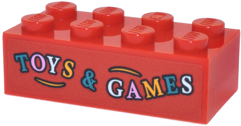 Brick 2 x 4 with 'TOYS & GAMES' Pattern (Sticker) - Set 76457