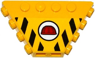 Vehicle, Tipper End Flat without Pins with Red Construction Helmet in White Circle and Black and Yellow Danger Stripes Pattern (Sticker) - Set 60075