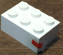 Brick 2 x 3 with Red Rectangle Pattern (Sticker) - Set 1650-1