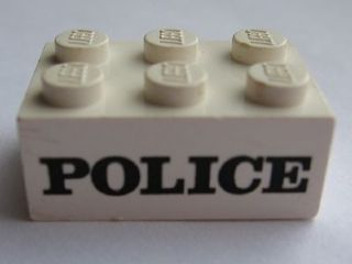 Brick 2 x 3 with Black 'POLICE' Serif Pattern