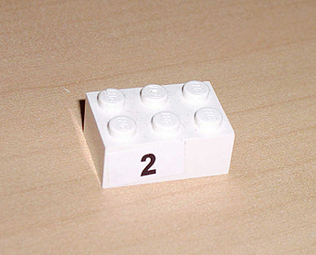 Brick 2 x 3 with Black '2' Pattern (Sticker) - Set 8389