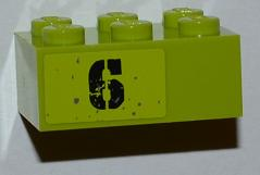 Brick 2 x 3 with Black '6' Pattern Model Right Side (Sticker) - Set 8961