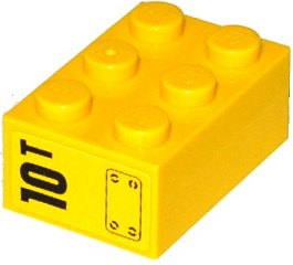 Brick 2 x 3 with '10T' and Hatch Pattern on End Model Left Side (Sticker) - Set 60076
