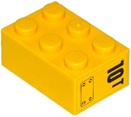 Brick 2 x 3 with '10T' and Hatch Pattern on End Model Right Side (Sticker) - Set 60076