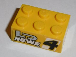 Brick 2 x 3 with 'LR NEWS 4' Pattern on Both Sides (Stickers) - Set 8152