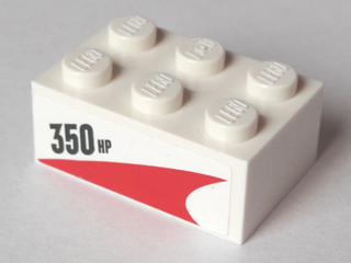 Brick 2 x 3 with '350 HP' Pattern Model Left Side (Sticker) - Set 60005
