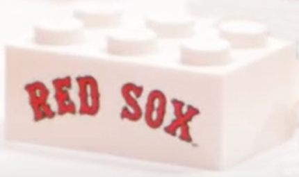 Brick 2 x 3 with Red 'RED SOX' with Black Outline Pattern