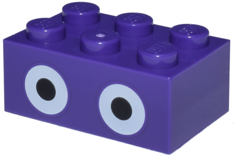 Brick 2 x 3 with Black and White Circular Eyes Pattern (Super Mario Nabbit)