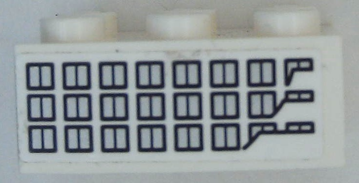 Brick 2 x 3 with 24 Silver Windows with Dark Blue Outlines Pattern Model Left Side (Sticker) - Sets 40227 / 40318