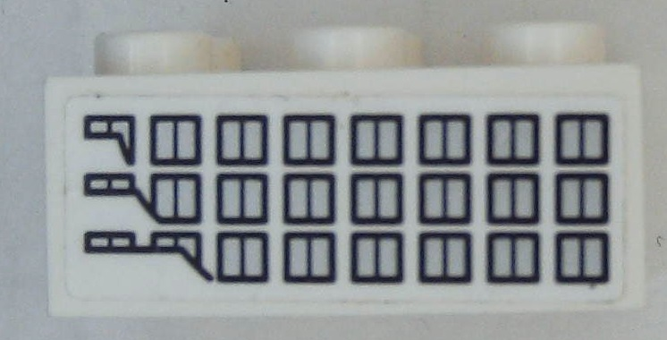 Brick 2 x 3 with 24 Silver Windows with Dark Blue Outlines Pattern Model Right Side (Sticker) - Sets 40227 / 40318