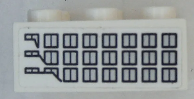 Brick 2 x 3 with 24 Silver Windows with Dark Blue Outlines Pattern Model Right Side (Sticker) - Sets 40227 / 40318