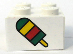 Brick 2 x 2 with Ice Pop (Freezer / Lollipop / Lolly / Pole / Popsicle / Stick) Pattern (Sticker) - Set 4165