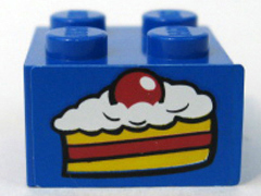 Brick 2 x 2 with Cake Slice Pattern (Sticker) - Set 4165