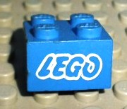 Brick 2 x 2 with Lego Logo Open O Style White Outline Pattern