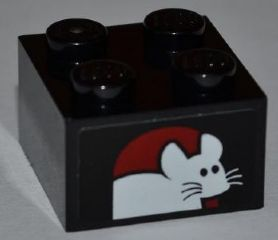 Brick 2 x 2 with White Mouse Pattern (Sticker) - Set 7637