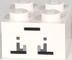 Brick 2 x 2 with Pixelated Black, Dark Bluish Gray, and Light Bluish Gray Squares and Rectangles Pattern (Minecraft Ghast Face)