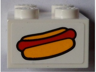 Brick 2 x 2 with Hot Dog Pattern (Sticker) - Set 60097