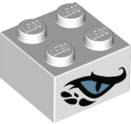 Brick 2 x 2 with Metallic Light Blue Dragon Eye Pattern on Two Sides