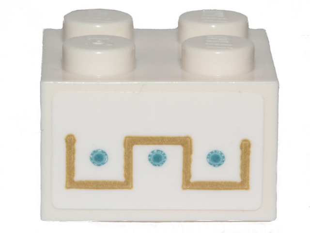 Brick 2 x 2 with Gold and Medium Azure Ornament Pattern (Sticker) - Set 70838