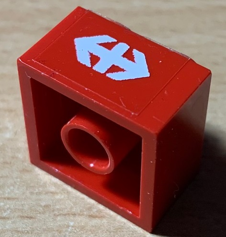 Brick 2 x 2 with White Double Arrow (Swiss Federal Railways) Pattern (Sticker) - Set 7725